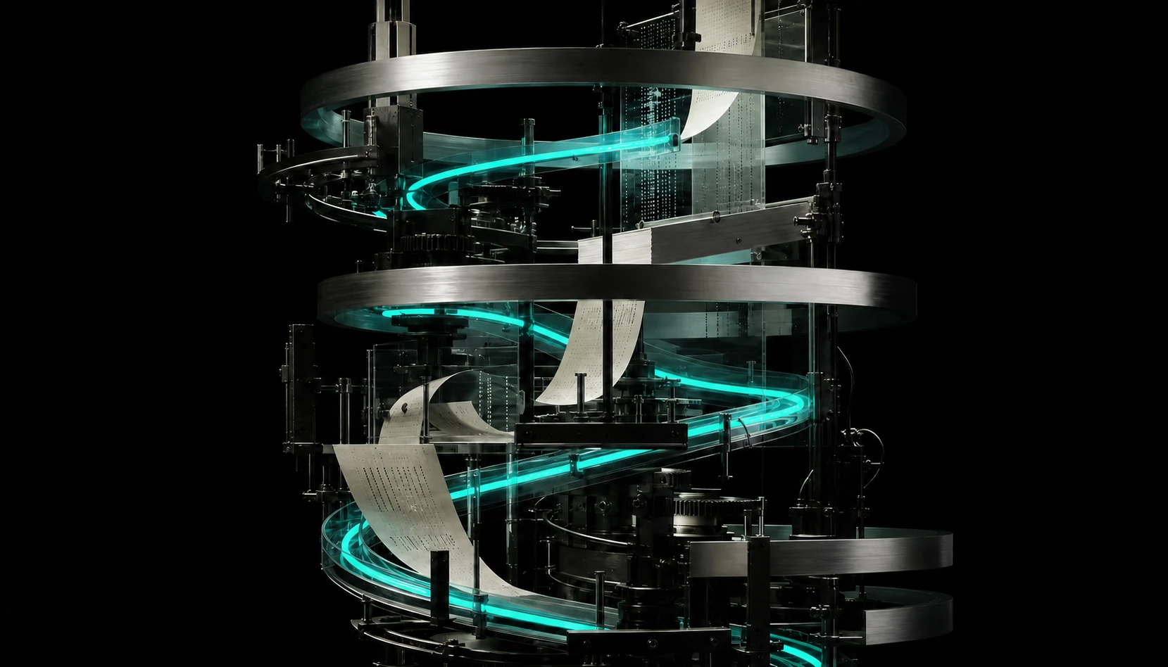 A precision business machine connected by Compsia's teal operating layer